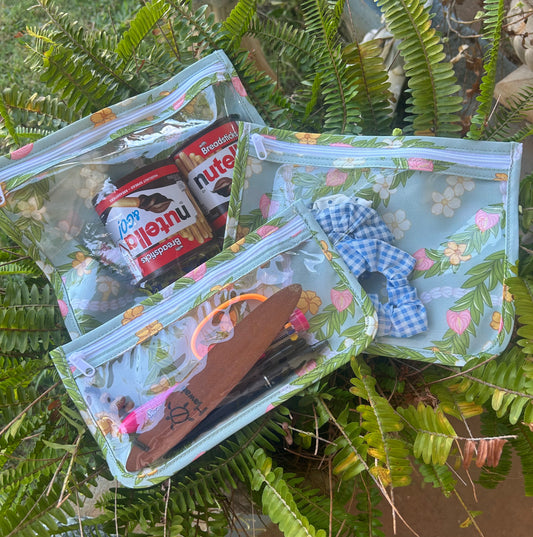 Three Piece Zippered Pouch Set
