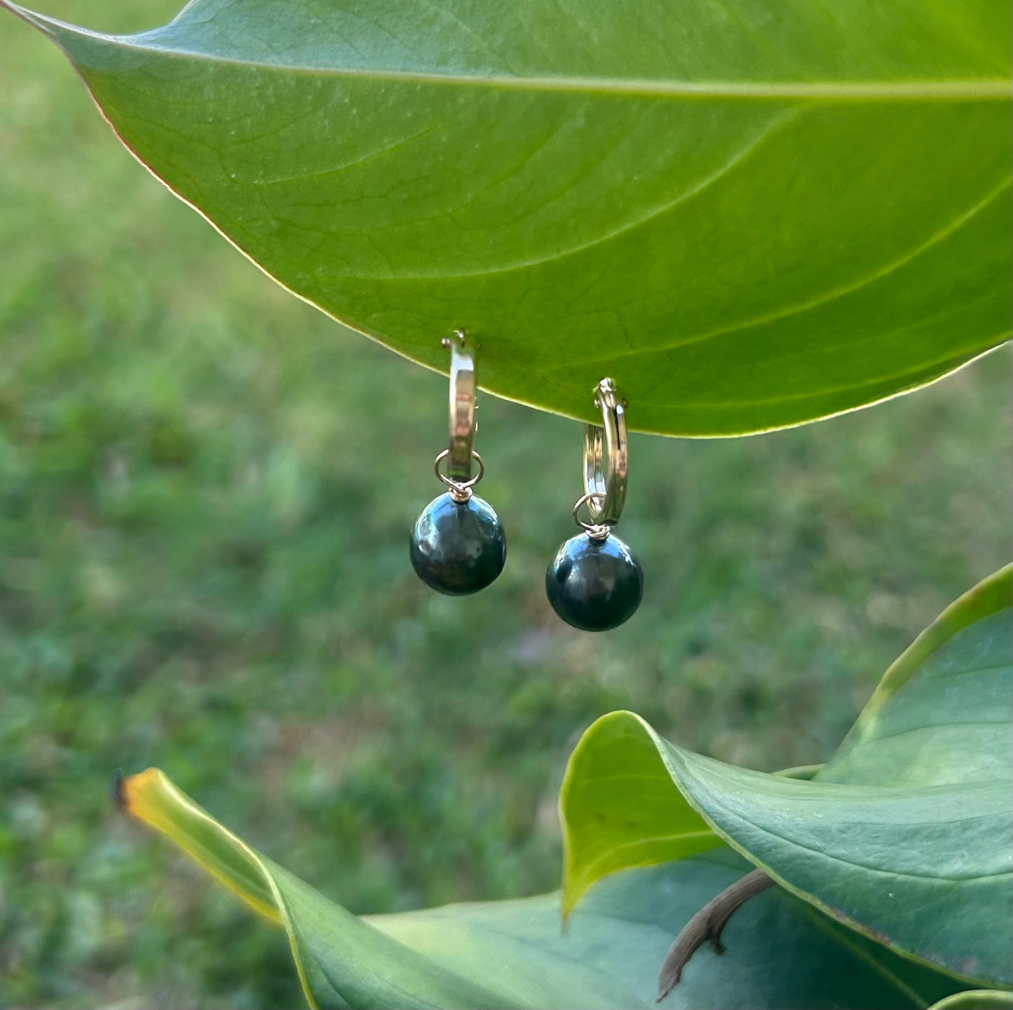 14K Gold Filled Tahitian Pearl Hoops