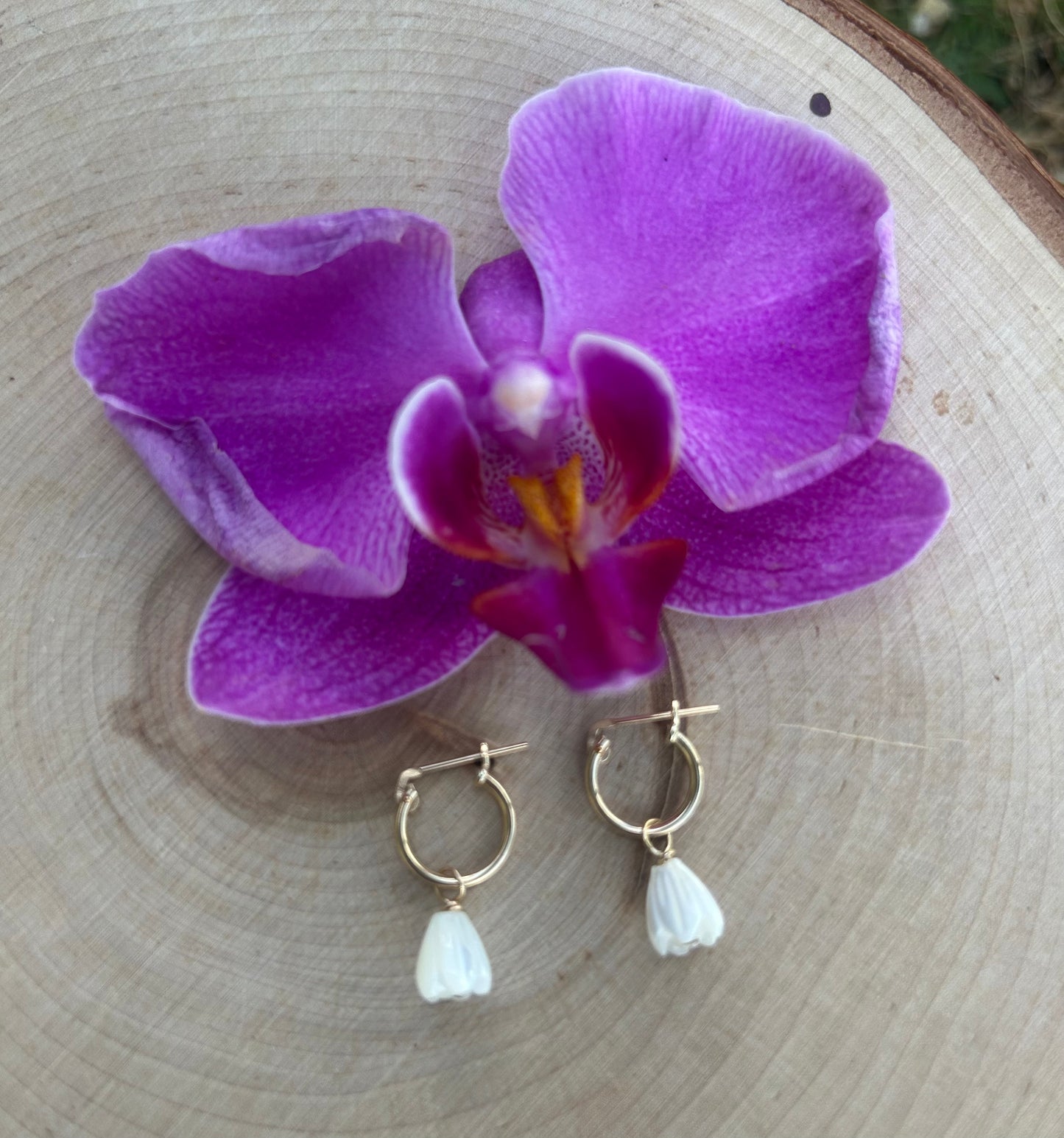14K Gold Filled Pikake Hoops/huggies