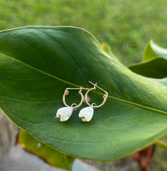 14K Gold Filled Pikake Hoops/huggies